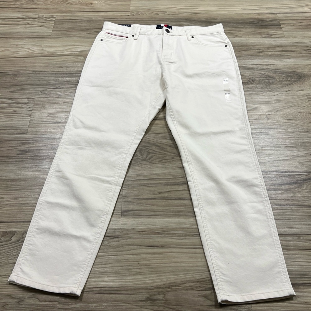 Tommy Hilfiger THFLEX Pants Light Beige/White Men's 36x30 XM03572 $80 NWT